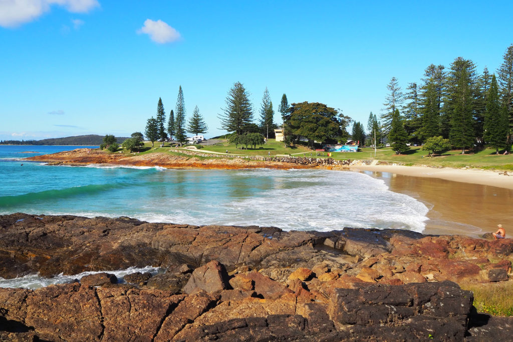 The sheltered beach at Horseshoe Bay is the most popular swimming beach at South West Rocks